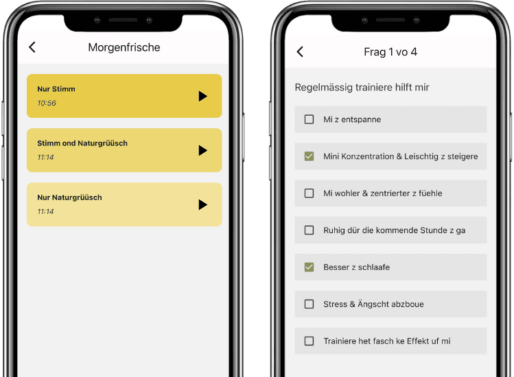 Screenshots der Natur Mobile App
