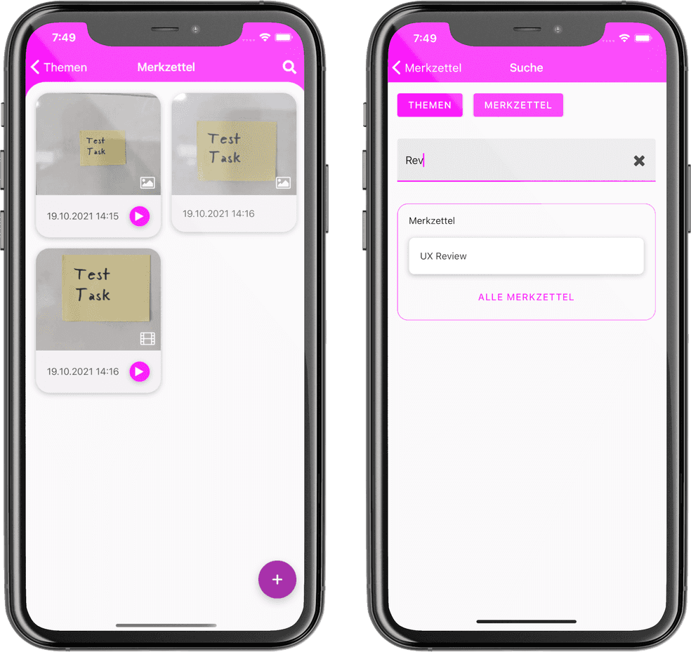 Screenshots der Shotdok Mobile App